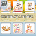 25 Birthday Cats Clipart PNG PDF | Cute Cat Birthday Illustrations | Party Decorations & Printable Wall Art | Instant Download