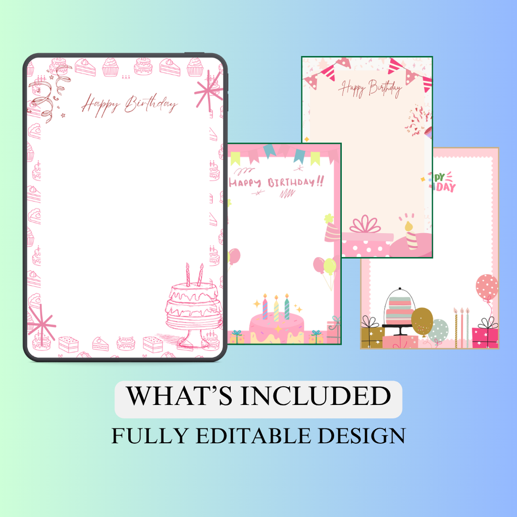 Pink Birthday Letter Template Printable PDF PNG | Birthday Message Template | Cute Birthday Note | Editable Style Letter