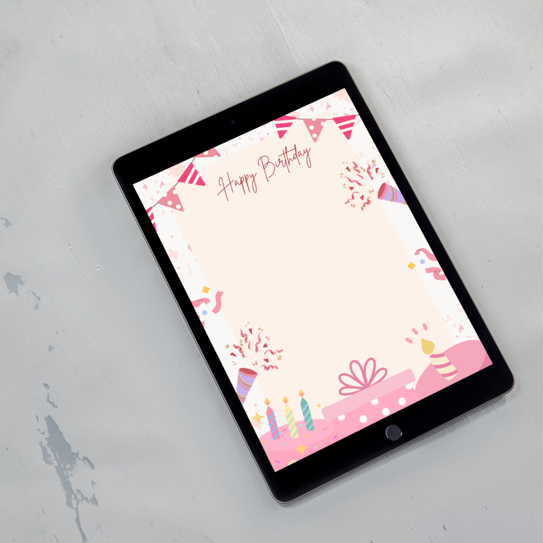 Pink Birthday Letter Template Printable PDF PNG | Birthday Message Template | Cute Birthday Note | Editable Style Letter