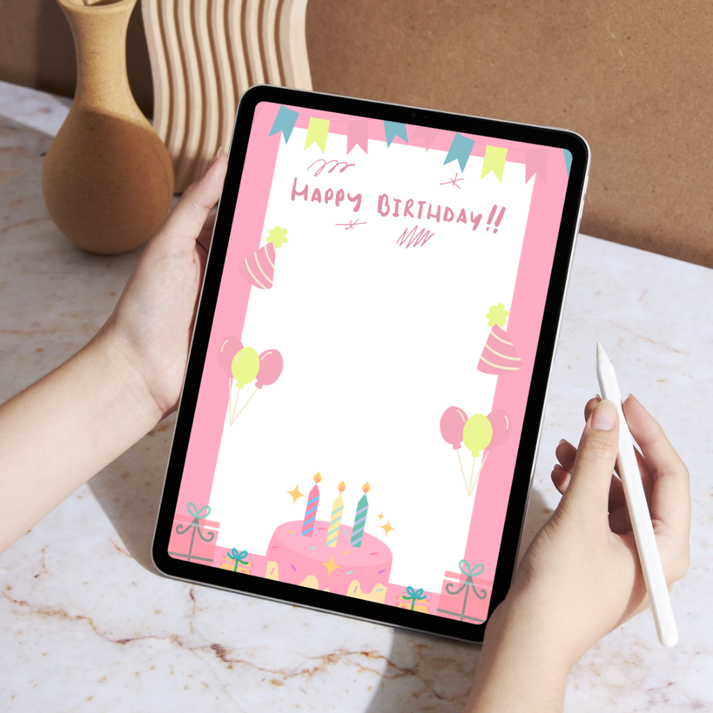 Pink Birthday Letter Template Printable PDF PNG | Birthday Message Template | Cute Birthday Note | Editable Style Letter
