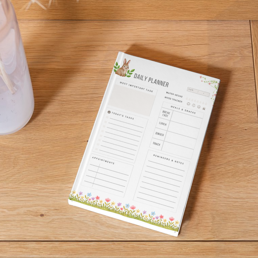 Floral Daily Planner Printable PDF PNG | Daily Schedule Planner | To Do List Organizer | Productivity Planner Instant Download