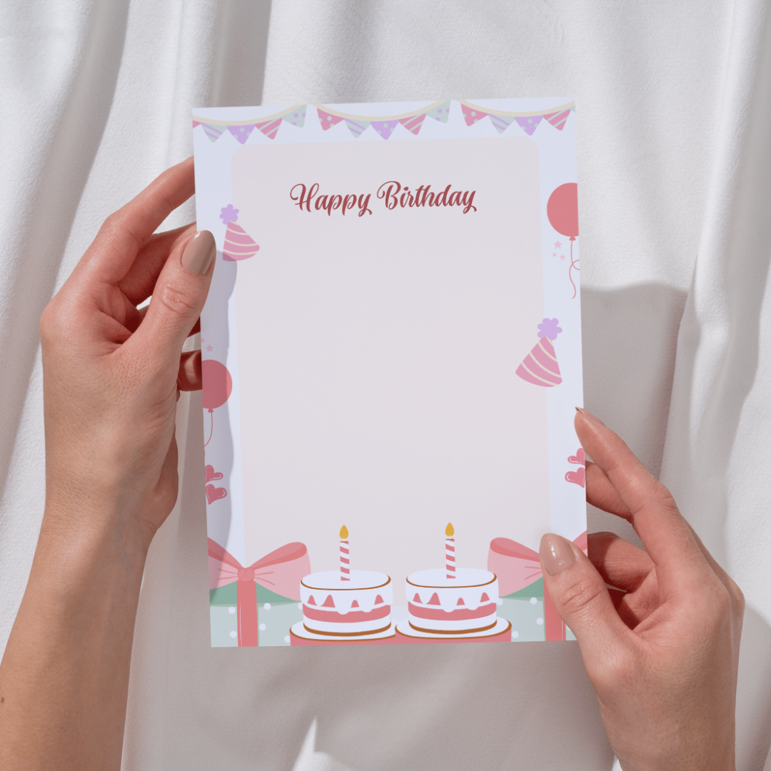 Pink Birthday Letter Template Printable PDF PNG | Birthday Message Template | Cute Birthday Note | Editable Style Letter