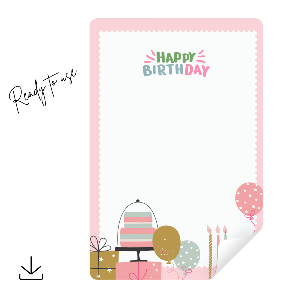 Pink Birthday Letter Template Printable PDF PNG | Birthday Message Template | Cute Birthday Note | Editable Style Letter