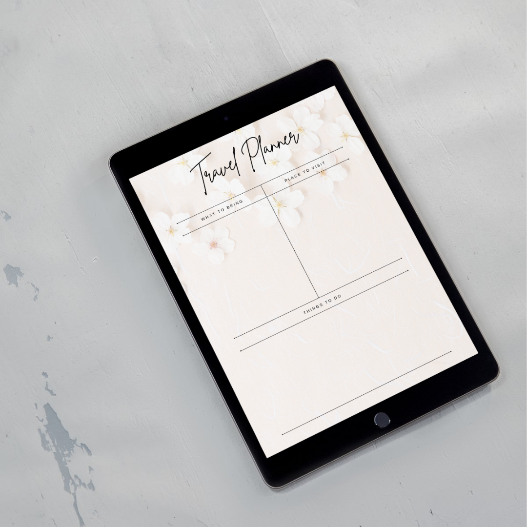 Floral Travel Planner Printable PDF PNG | Vacation Planner | Trip Organizer | Travel Itinerary Planner Instant Download