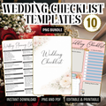 Wedding Checklist Templates PDF PNG | Bridal Planning Organizer | Wedding To-Do List & Timeline | Instant Download