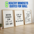 6 Healthy Mindset Quotes Wall Art PDF PNG | Mental Health & Positive Thinking Prints | Inspirational Home Decor | Instant Download