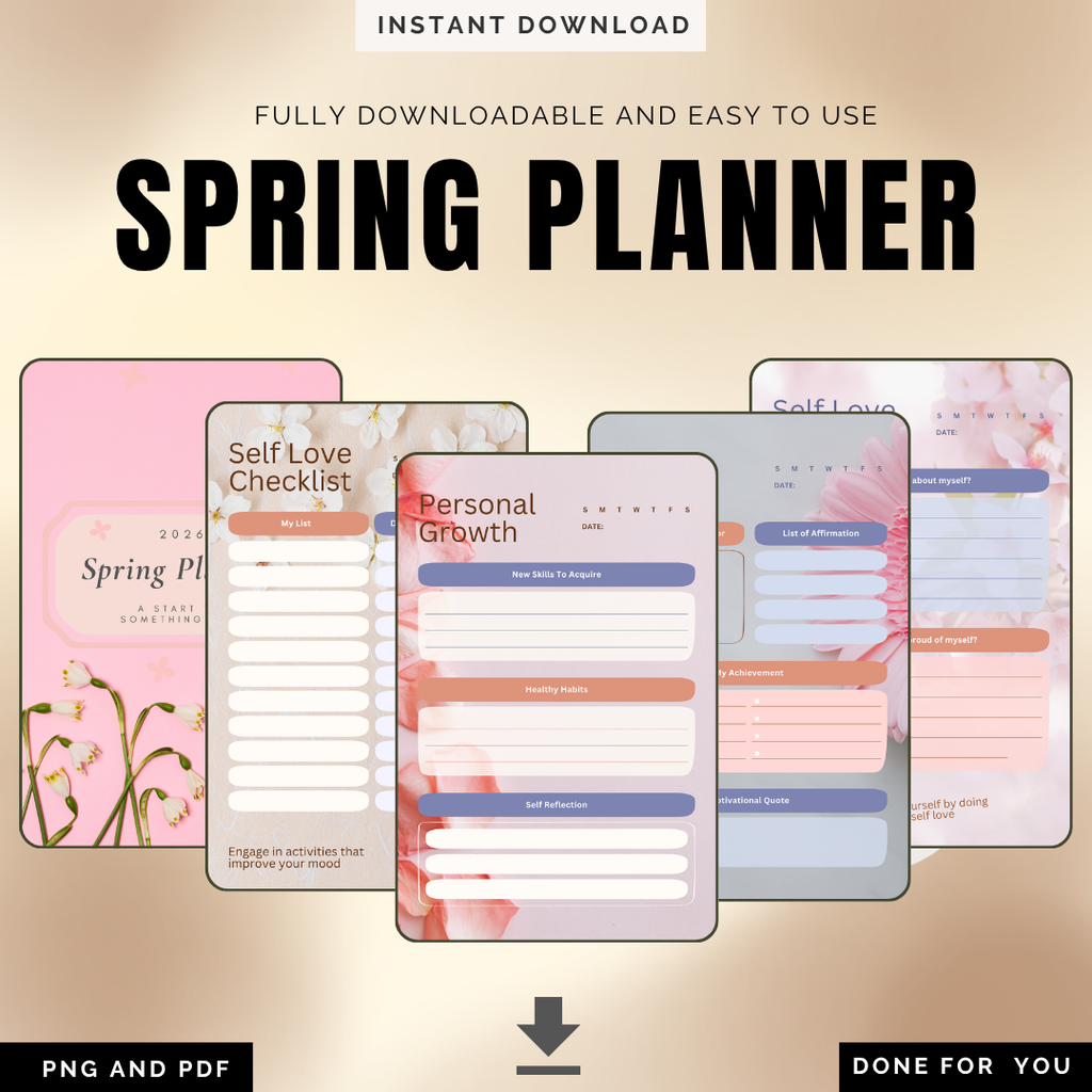 Spring Focus Plan Grow Thrive Printable PDF PSpring Focus Plan Grow Thrive Printable PDF PNG | Seasonal Goal Planner | Spring Productivity Planner Instant DownloadNG | Seasonal Goal Planner | Spring Productivity Planner Instant Download