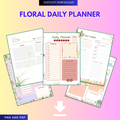 Floral Daily Planner Printable PDF PNG | Daily Schedule Planner | To Do List Organizer | Productivity Planner Instant Download