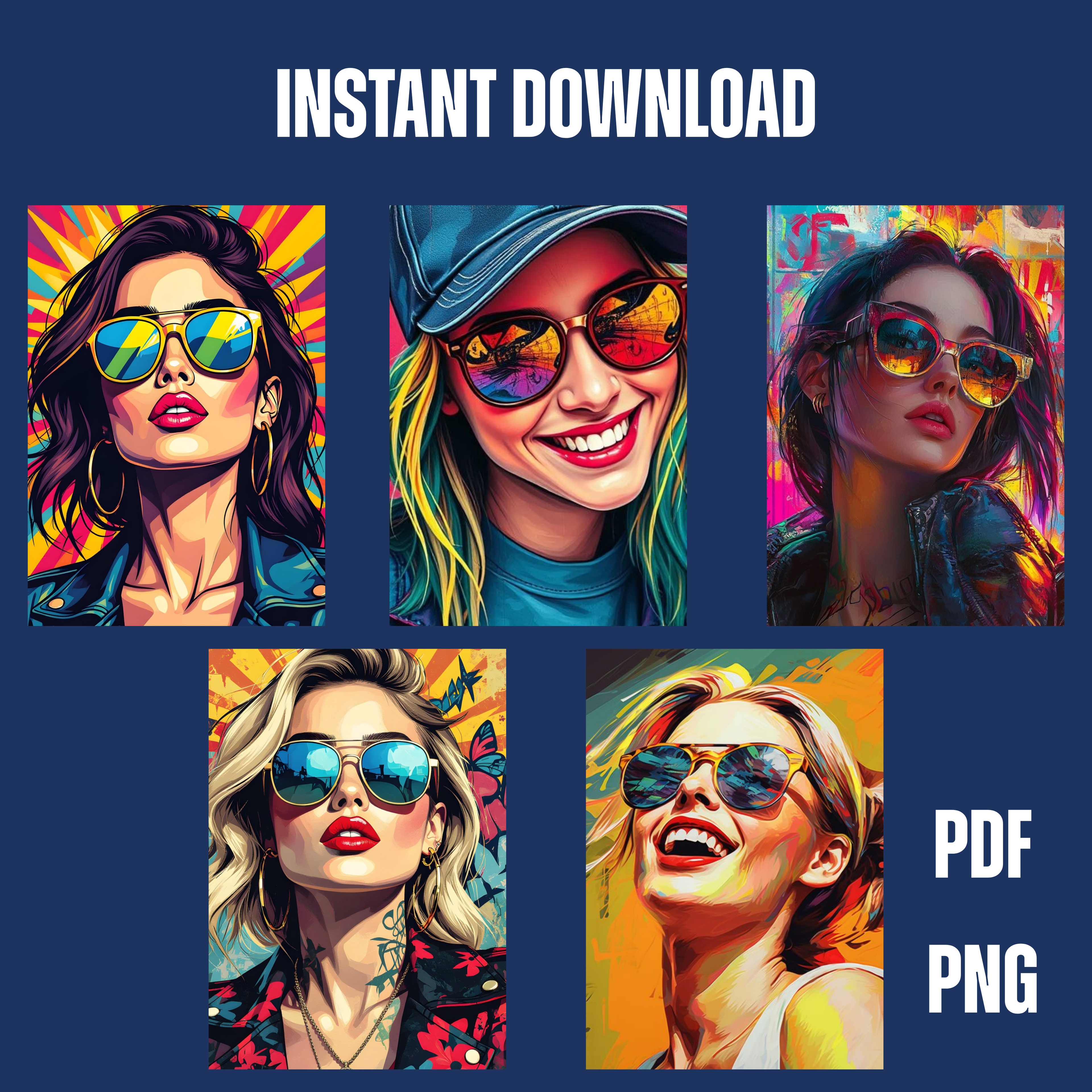 5 Printable Wall Art Designs PDF PNG | Modern & Aesthetic Art Set | Minimal Home Decor Prints | Instant Download