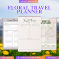 Floral Travel Planner Printable PDF PNG | Vacation Planner | Trip Organizer | Travel Itinerary Planner Instant Download