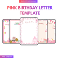 Pink Birthday Letter Template Printable PDF PNG | Birthday Message Template | Cute Birthday Note | Editable Style Letter