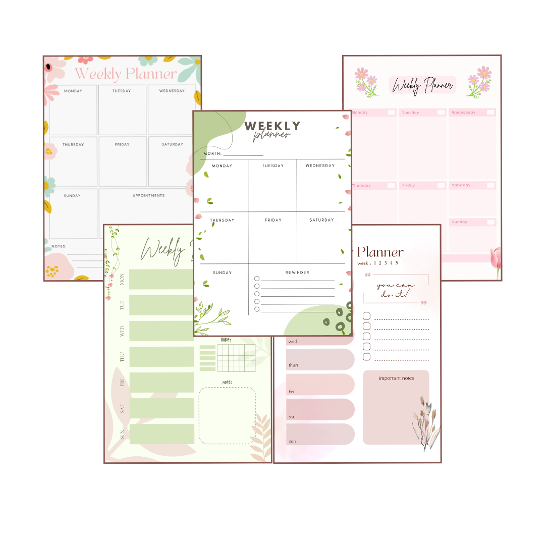 Weekly Planner Printable PDF PNG | Weekly Schedule Organizer | Productivity Planner | To Do List Weekly Planner
